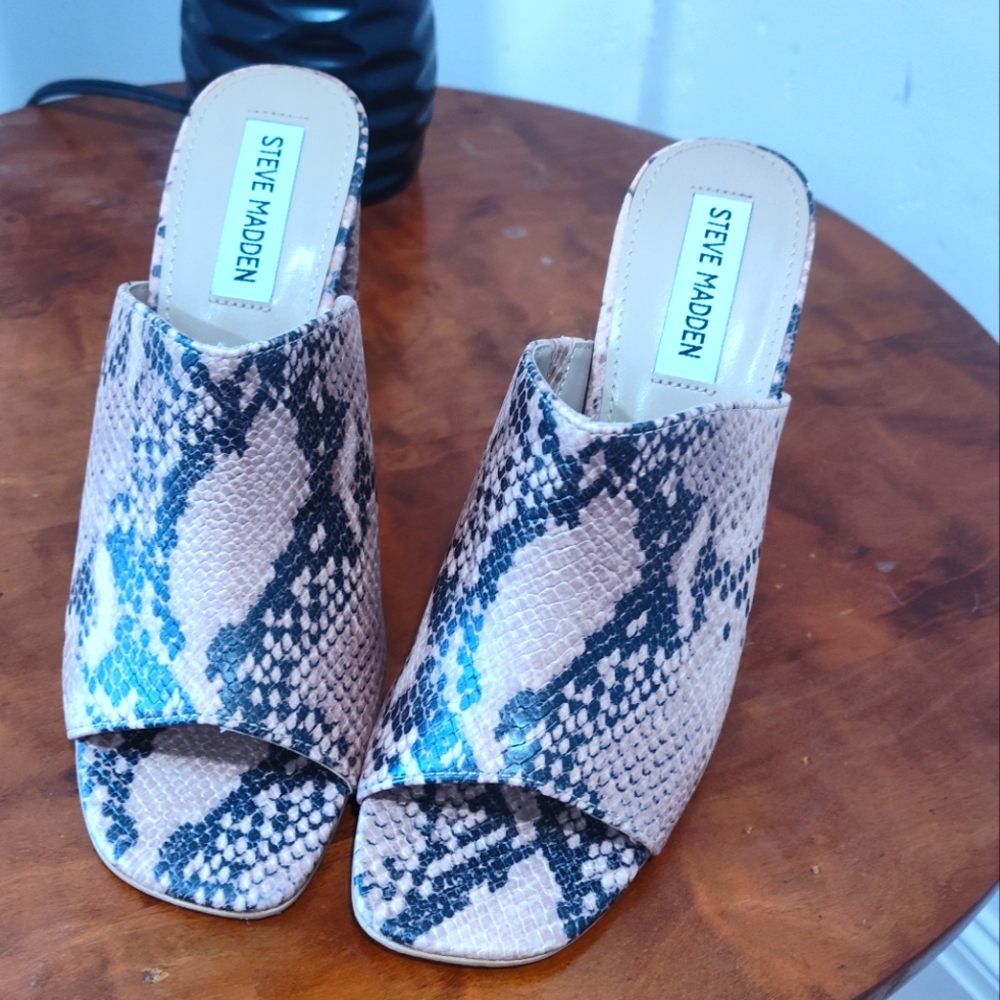 Steve Madden Laken snake print peep toe heel sandal